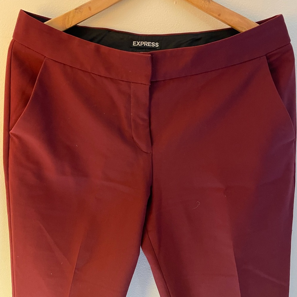 Express- Burgundy Mid Rise Barely Boot Columnist Pant